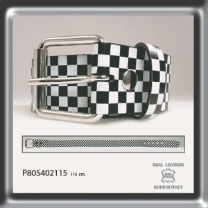 Leather Checkered Printed Belt 115 cm
