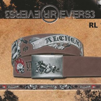 Reverse Leather Belt Brown - Alchemy UL13 Printed "Tattoo gun"