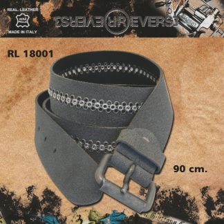 Reverse Leather Belt Rivets Grey Model 1 Stud 90 cm
